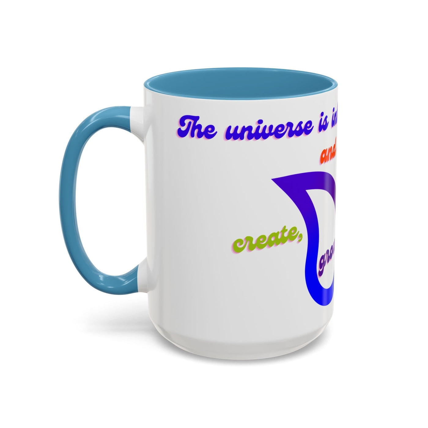 Infinity Butterfly Mug with blue interior and handle, 11oz, featuring inspirational universe theme design.