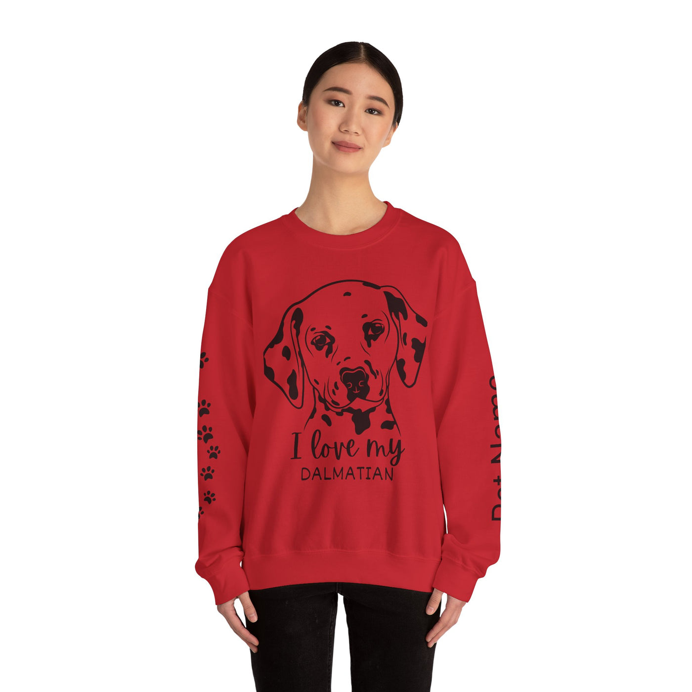 Damatian Dog Lover Sweatshirt, Pet's Name Personalized Gift Idea, Frenchie Dog Owner Apparel, Custom Dog Paw Print Jumper, Comfy Crewneck