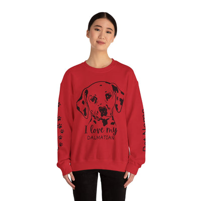Damatian Dog Lover Sweatshirt, Pet's Name Personalized Gift Idea, Frenchie Dog Owner Apparel, Custom Dog Paw Print Jumper, Comfy Crewneck