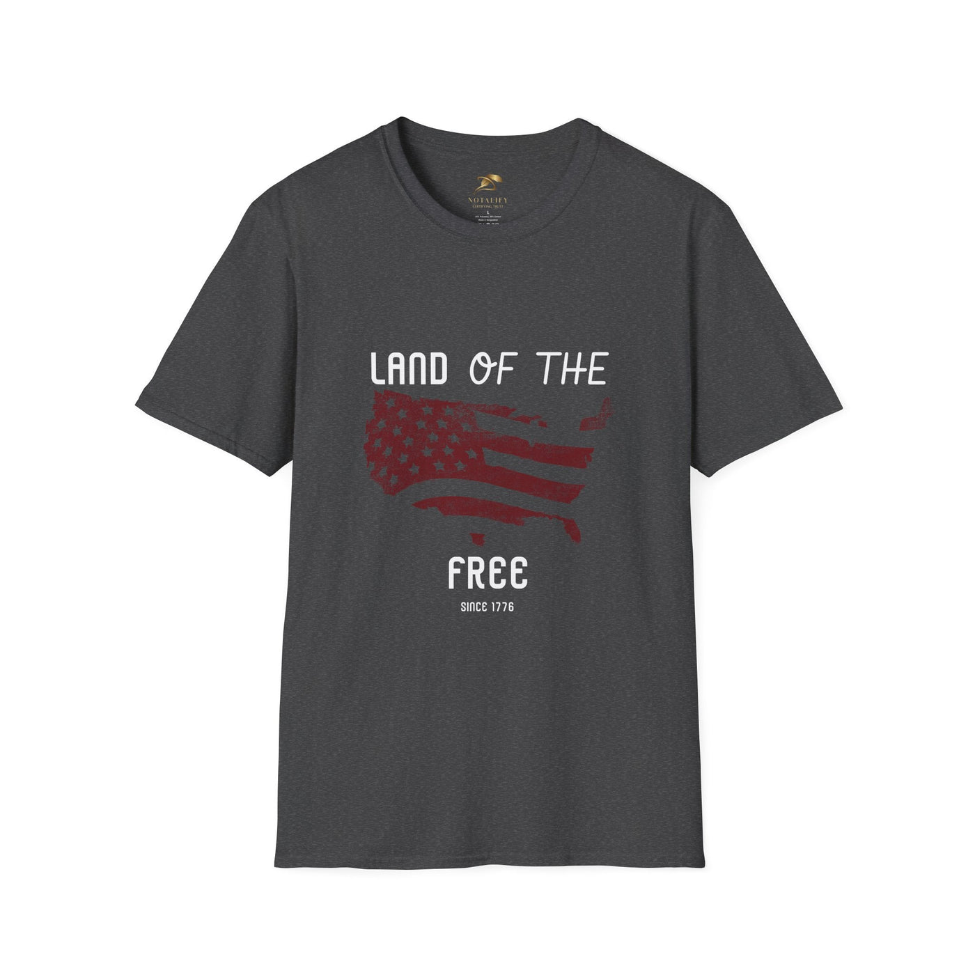 Unisex softstyle Patriotic Party T-Shirt with "Land of the Free" design, ideal for 4th of July celebrations.