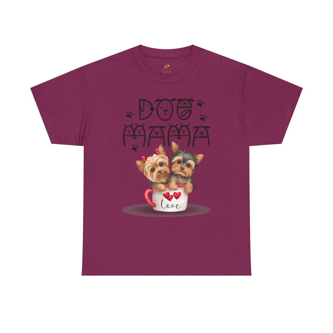Dog Mama Unisex Tee with playful animal print design for dog lovers.