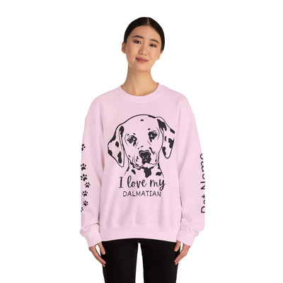 Damatian Dog Lover Sweatshirt, Pet's Name Personalized Gift Idea, Frenchie Dog Owner Apparel, Custom Dog Paw Print Jumper, Comfy Crewneck