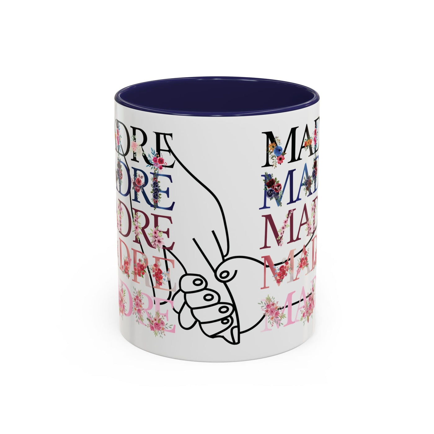 Mother's Day Mug, Accent Coffee Cup with Flowers and Names, Gift for M