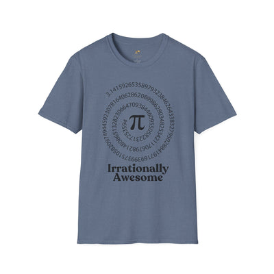 Pi Day Unisex Softstyle T-Shirt, Math Geek Gift, Irrationally Awesome Tee, March 14 Celebration Shirt, Mathematics Lover Top - NOTALIFY