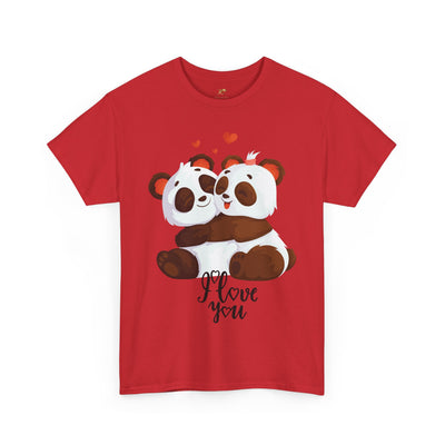 Romantic Panda Tee, Romantic Graphic T-shirt, two panda bears hugging each other with an I love you message - NOTALIFY