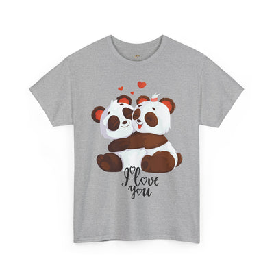 Romantic Panda Tee, Romantic Graphic T-shirt, two panda bears hugging each other with an I love you message - NOTALIFY
