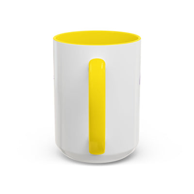 Inspirational Butterfly Coffee Mug with yellow interior and handle, embrace infinity design, ceramic material, ideal gift for motivational moments.