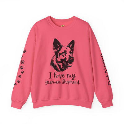 German Shepherd Lover Sweatshirt, Pet's Name Personalized, German Shepherd Dog Owner Apparel, Custom Dog Paw Print Jumper, Comfy Crewneck - NOTALIFY