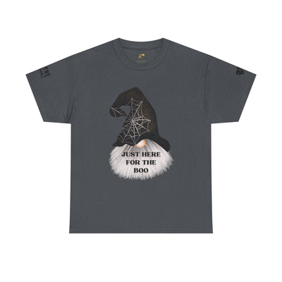 NOTALIFY Halloween Just Here for the Boo Graphic Tee, Spooky T-Shirt, Fun Fall Apparel, Unisex Halloween Tee, Gnome & Bats