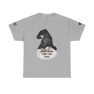 NOTALIFY Halloween Just Here for the Boo Graphic Tee, Spooky T-Shirt, Fun Fall Apparel, Unisex Halloween Tee, Gnome & Bats
