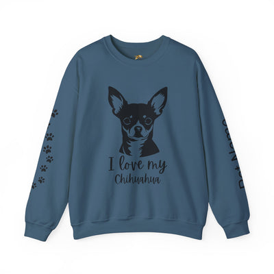 Chihuahua Lover Sweatshirt, Pet's Name Personalized Gift Idea, Chihuahua Dog Owner Apparel, Custom Dog Paw Print Jumper, Comfy Crewneck - NOTALIFY