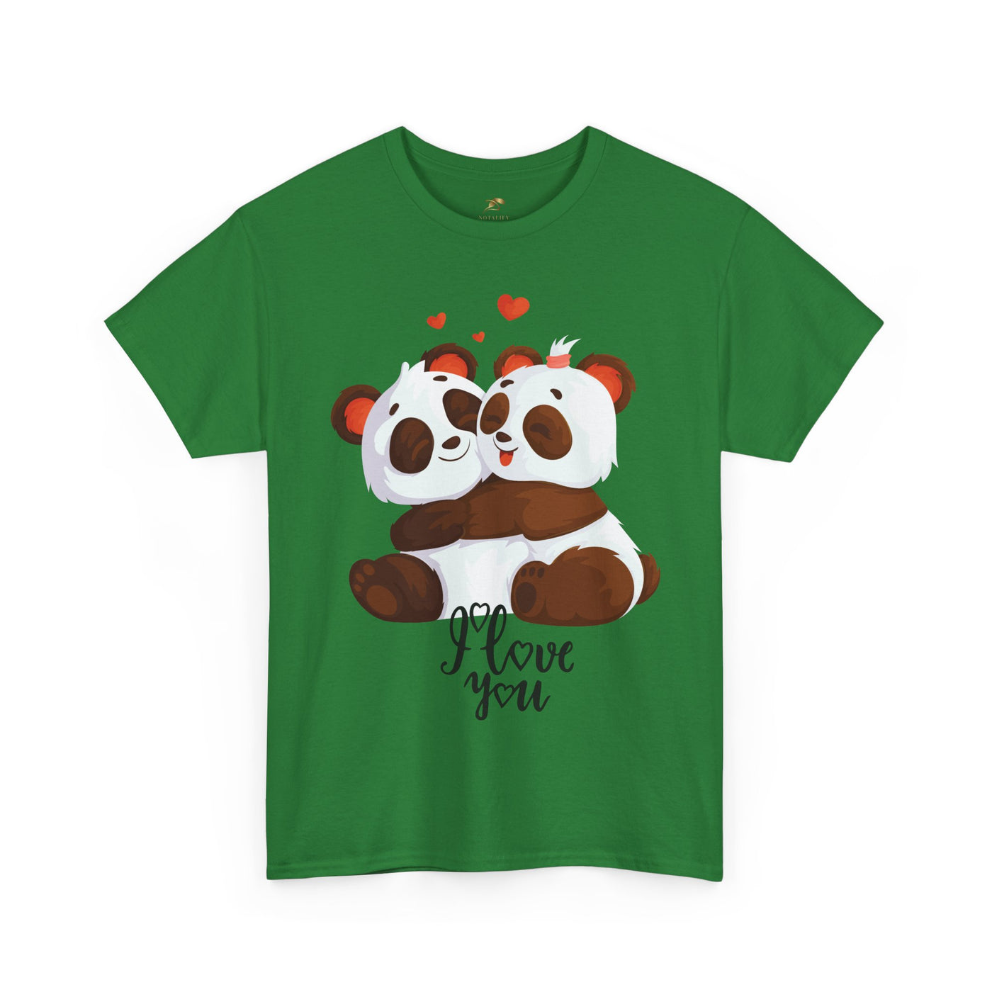 Romantic Panda Tee, Romantic Graphic T-shirt, two panda bears hugging each other with an I love you message - NOTALIFY