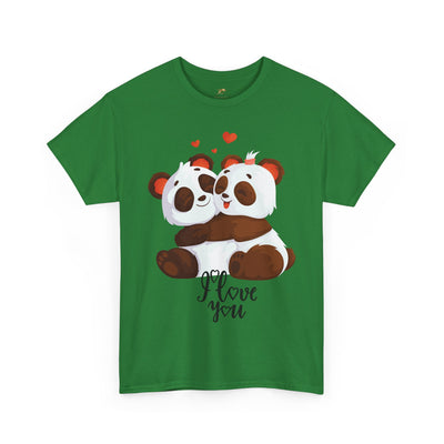 Romantic Panda Tee, Romantic Graphic T-shirt, two panda bears hugging each other with an I love you message - NOTALIFY