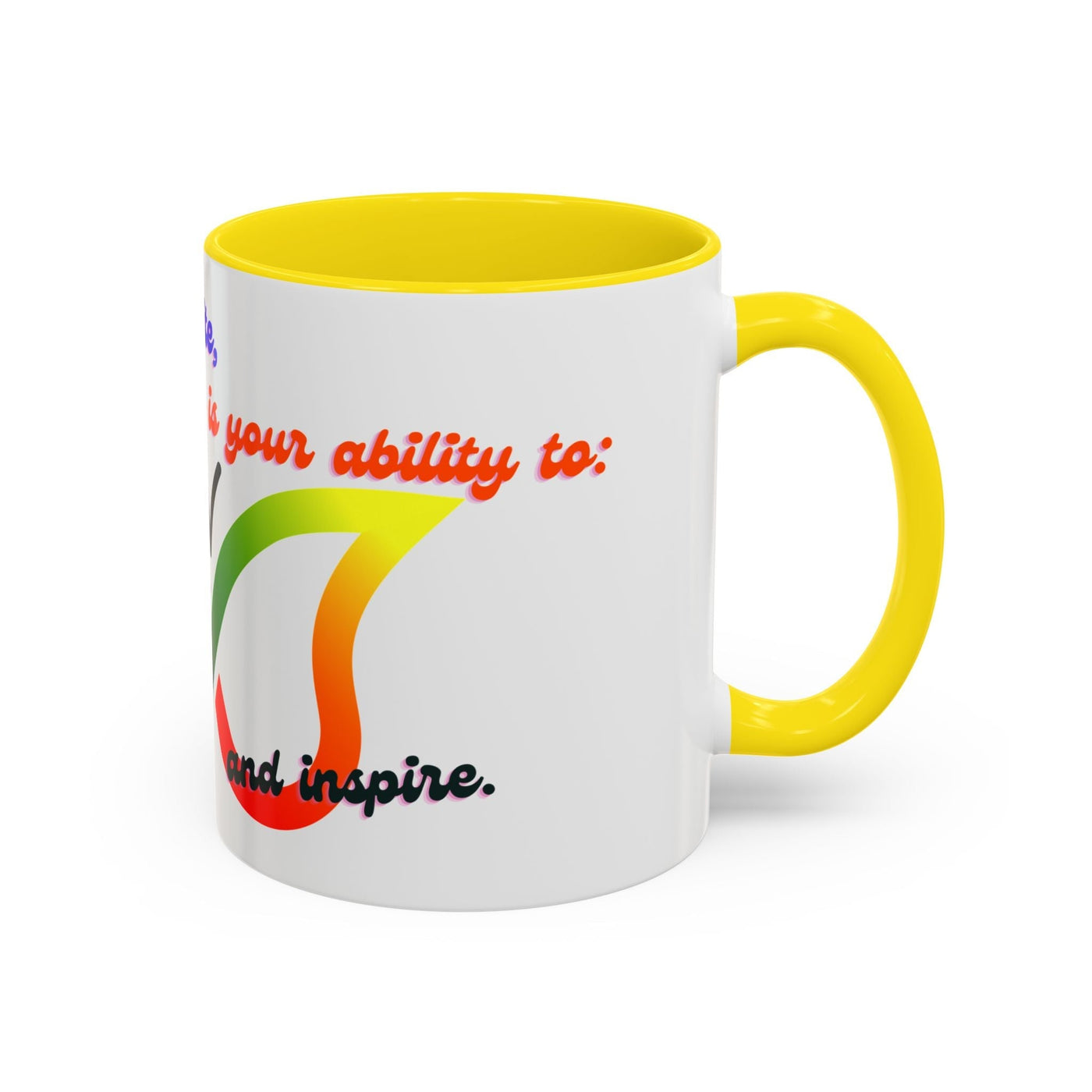 Infinity Butterfly Mug with vibrant design, available in 11oz and 15oz, yellow handle and interior.