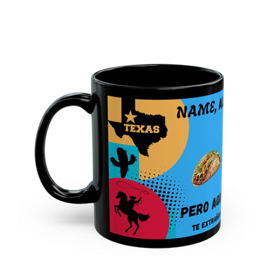 PERSONALIZED Fun Black Mug, Texas vs Miami Theme, Perfect Gift for Cof