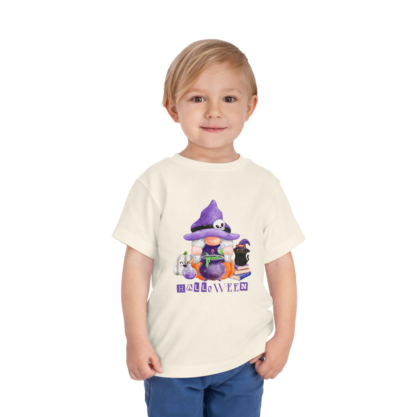 NOTALIFY Halloween Gnome Toddler TEE 1| Cute Fall Tee with Pumpkin | Soft Cotton Short Sleeve | Spooky Autumn Outfit for Kids
