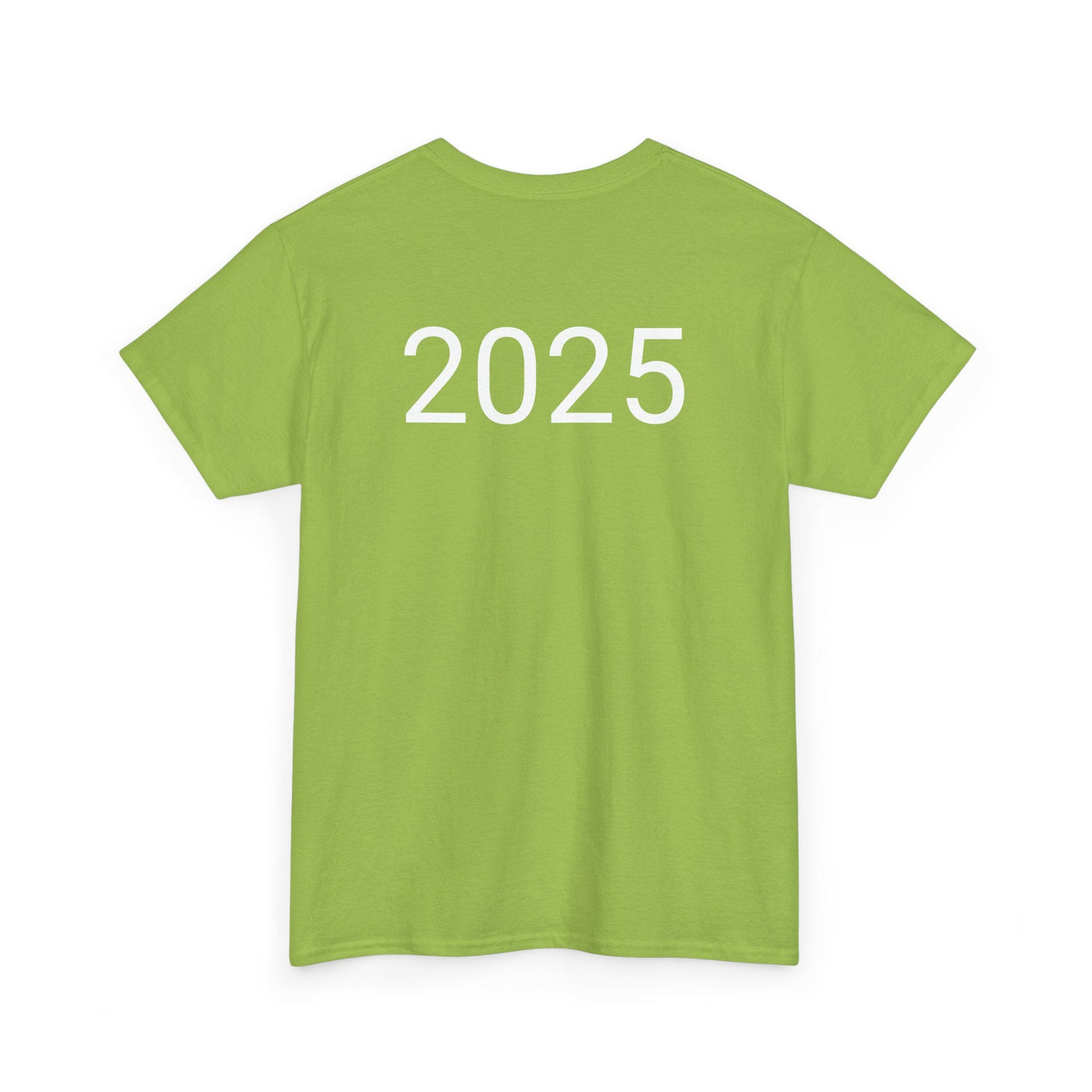 Green Astronaut Space Vibes Tee with "2025" printed on the back; perfect for space lovers seeking a chill, cosmic vibe.
