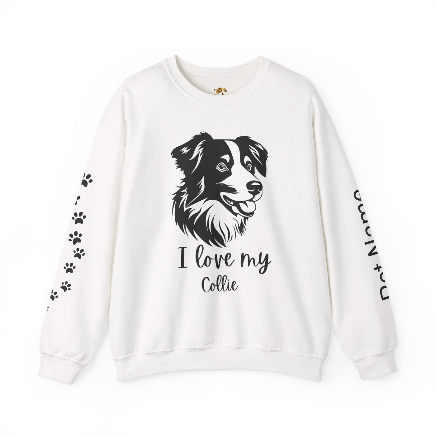 Collie Lover Sweatshirt, Pet's Name Personalized Gift Idea, Collie Dog Owner Apparel, Custom Dog Paw Print Jumper, Comfy Crewneck - NOTALIFY
