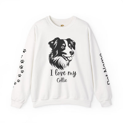 Collie Lover Sweatshirt, Pet's Name Personalized Gift Idea, Collie Dog Owner Apparel, Custom Dog Paw Print Jumper, Comfy Crewneck - NOTALIFY