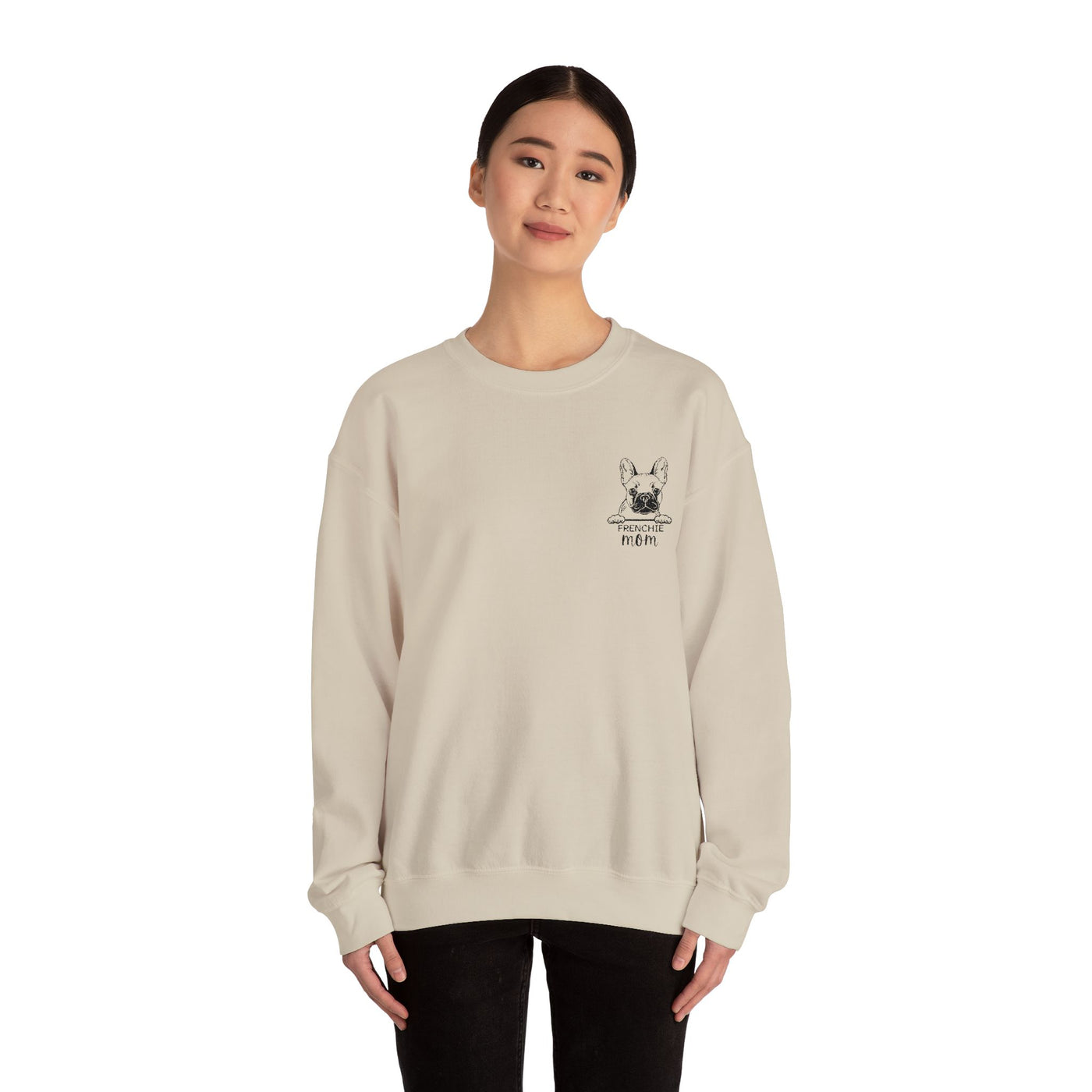 Frenchie Mom Embroidery Sweatshirt, Mother's Day Gift, Cute Dog Lover Jumper, French Bulldog Crewneck, Gift for Mom, Pet Owner Sweater - NOTALIFY