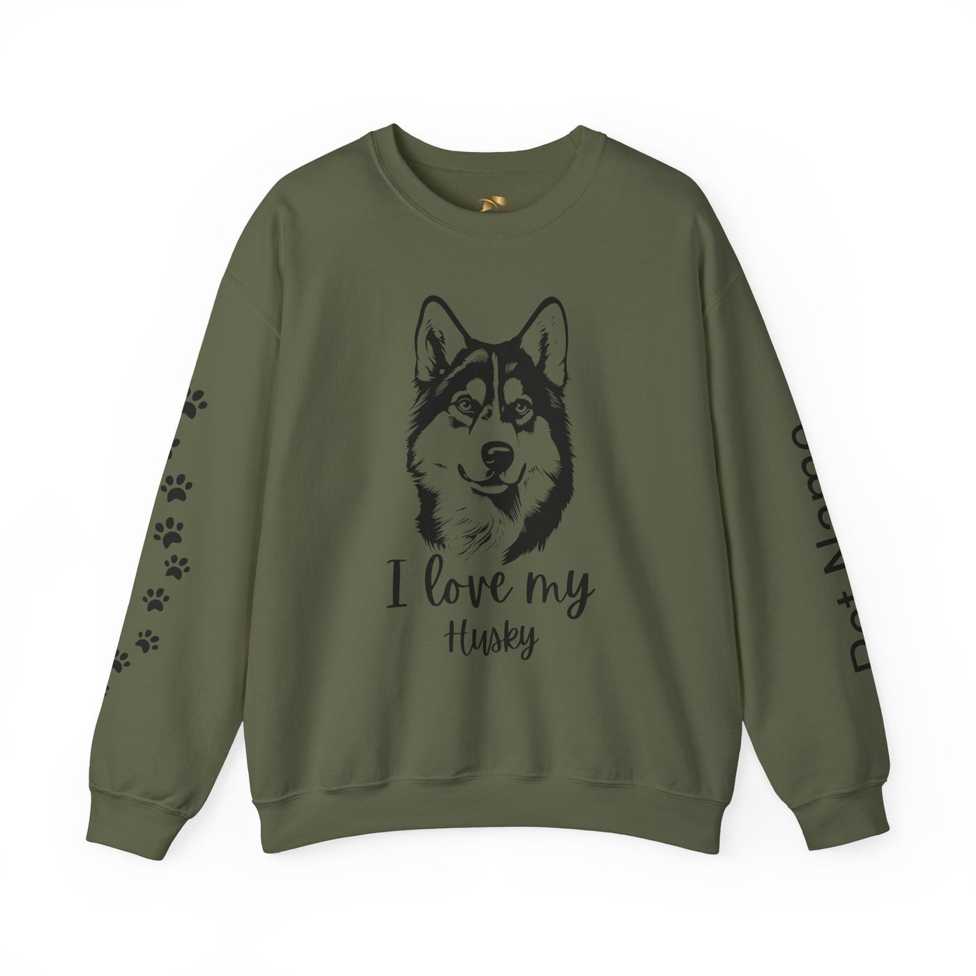 Husky Lover Sweatshirt, Pet's Name Personalized Gift Idea, Husky Dog Owner Apparel, Custom Dog Paw Print Jumper, Comfy Crewneck - NOTALIFY