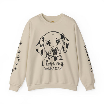 Damatian Dog Lover Sweatshirt, Pet's Name Personalized Gift Idea, Frenchie Dog Owner Apparel, Custom Dog Paw Print Jumper, Comfy Crewneck