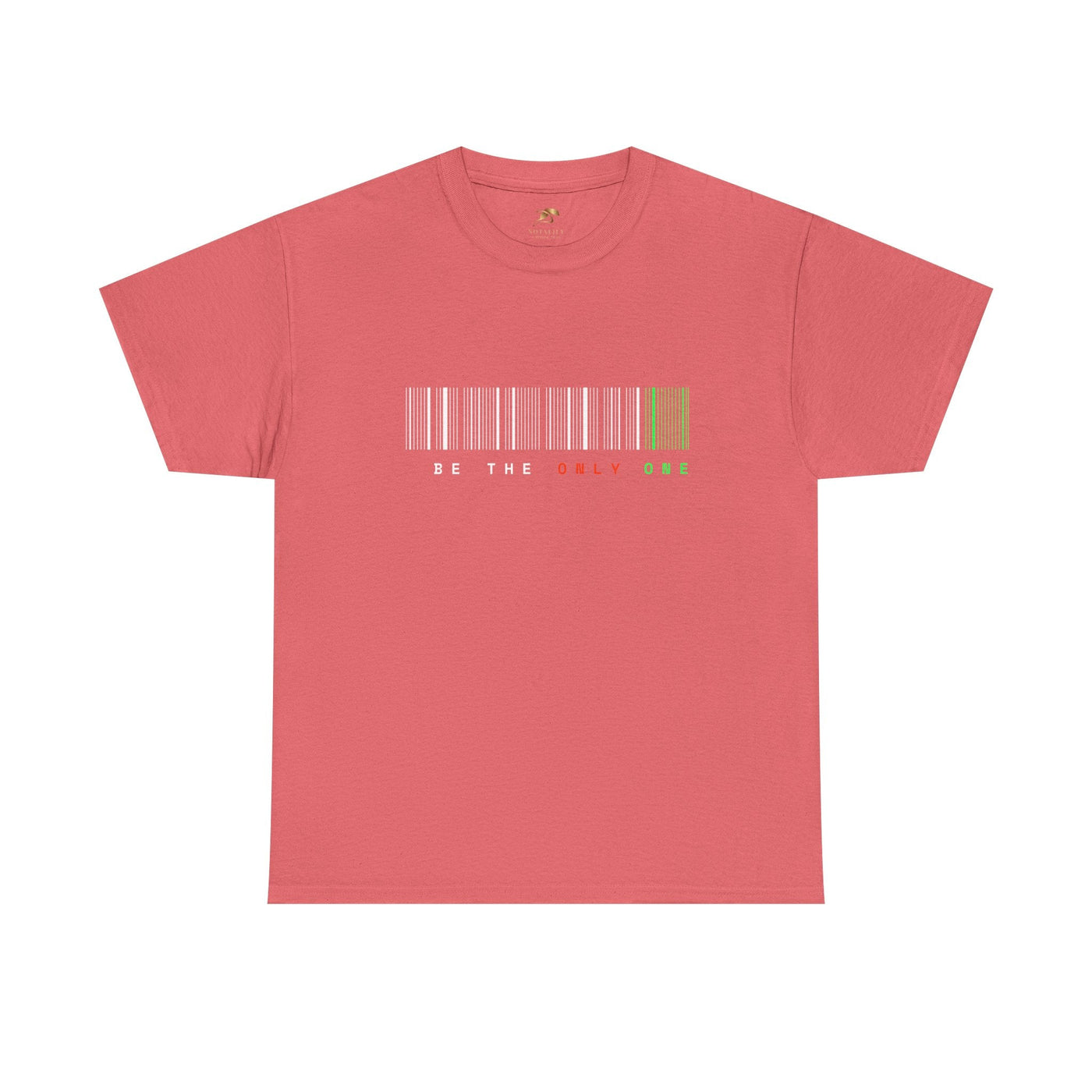 Unique "Be The Only One" barcode t-shirt in blue with a minimalist design