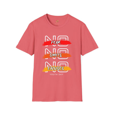Youth Day t-shirt with No Fear No Limits No Excuses motivational graphic, unisex softstyle cotton tee