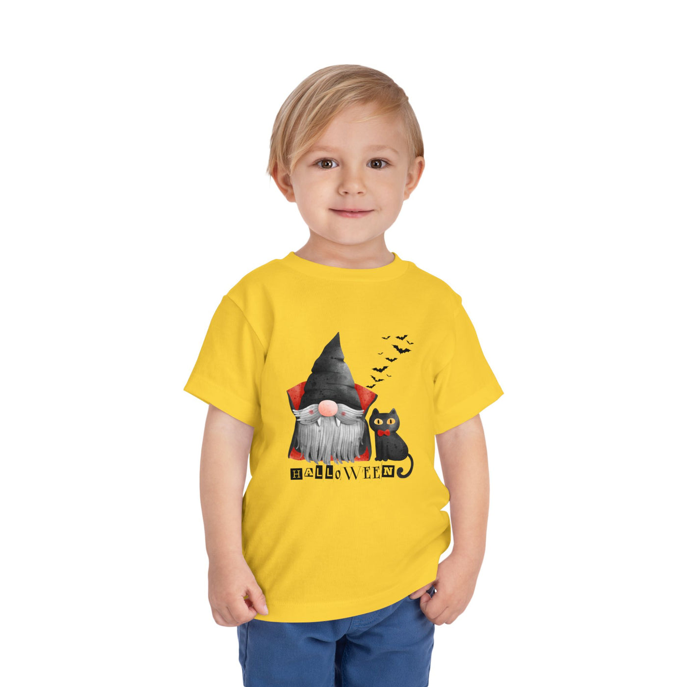 NOTALIFY Boo Halloween Gnome-CAT Toddler T-Shirt | Cute Fall Tee with Candy Bucket | Soft Cotton Short Sleeve | Spooky Outfit