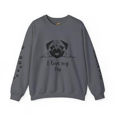 Pug Dog Lover Sweatshirt, Pet's Name Personalized Gift Idea, Pug Dog Owner Apparel, Custom Dog Paw Print Jumper, Comfy Crewneck - NOTALIFY