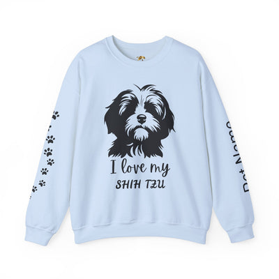 Shih Tzu Dog Lover Sweatshirt, Pet's Name Personalized Gift Idea, Frenchie Dog Owner Apparel, Custom Dog Paw Print Jumper, Comfy Crewneck