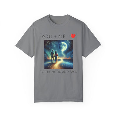 Moon and Back Unisex T-shirt with Romantic Design, Celestial Love Tee for Couples