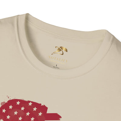 Patriotic party tee featuring stars and stripes design, perfect for Independence Day celebrations, unisex style.