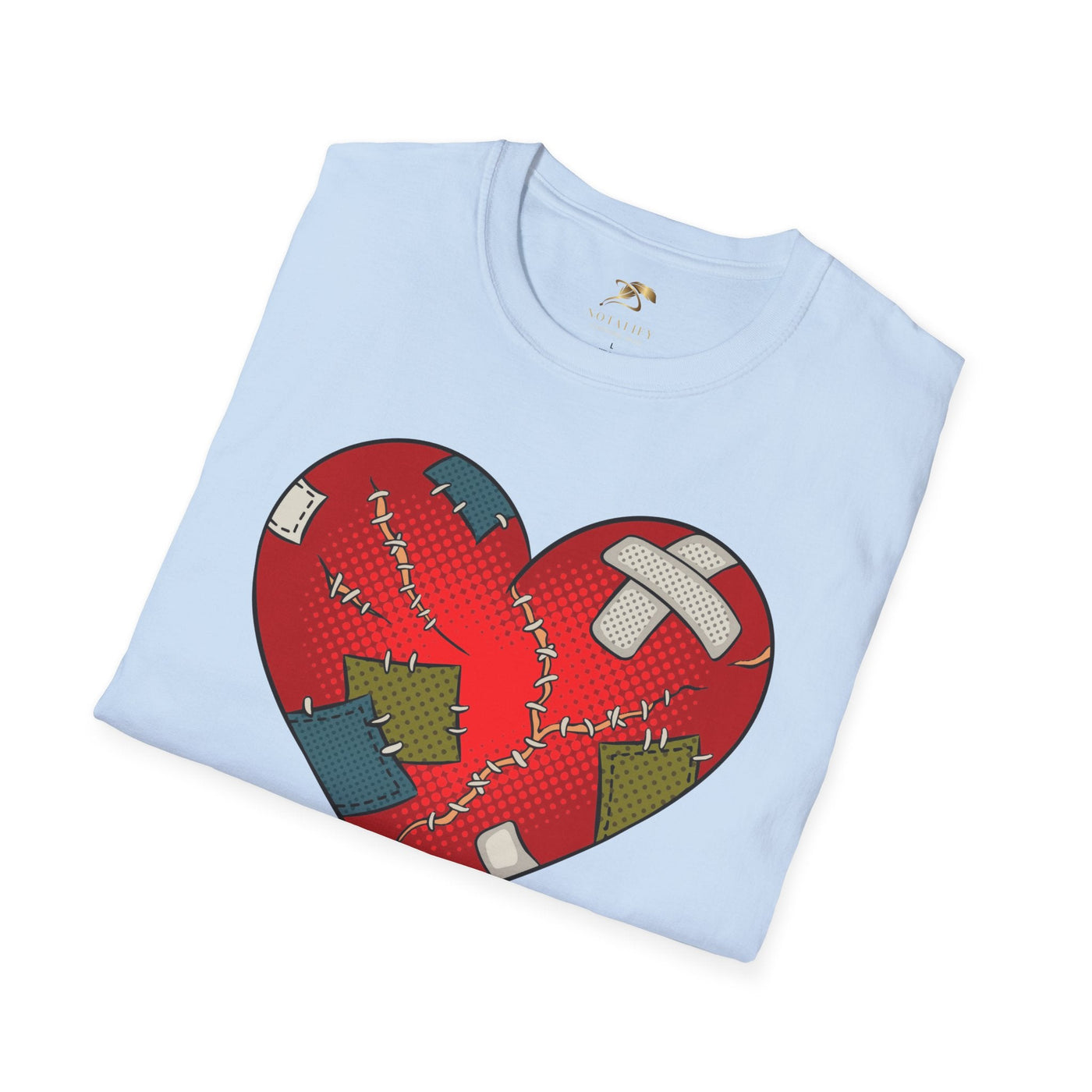 Valentine's Day Heart Fixed Enamorados unisex t-shirt with broken heart design.