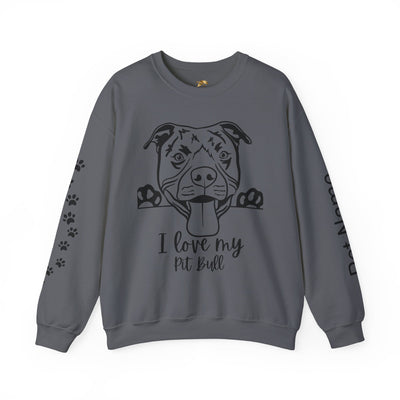 Pit Bull Lover Sweatshirt, Pet's Name Personalized Gift Idea, Pit Bull Dog Owner Apparel, Custom Dog Paw Print Jumper, Comfy Crewneck - NOTALIFY
