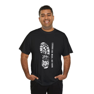 Unisex heavy cotton tee with "Legends are made NOT BORN" graphic, inspirational design.