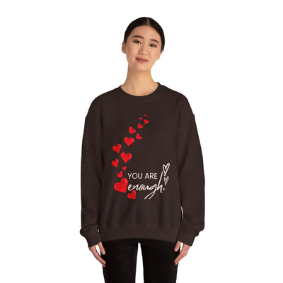 You are Enough Hearts Love Sweatshirt - Unisex Heavy Blend Crewneck, Gift for Him Her, Ultimate Comfort, Every Season, Unisex Sweatshirt - NOTALIFY
