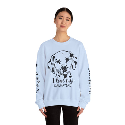 Damatian Dog Lover Sweatshirt, Pet's Name Personalized Gift Idea, Frenchie Dog Owner Apparel, Custom Dog Paw Print Jumper, Comfy Crewneck