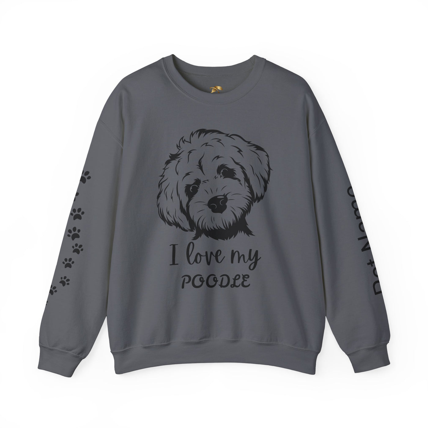 Poodle Dog Lover Sweatshirt, Pet's Name Personalized Gift Idea, Poodle Dog Owner Apparel, Custom Dog Paw Print Jumper, Comfy Crewneck - NOTALIFY