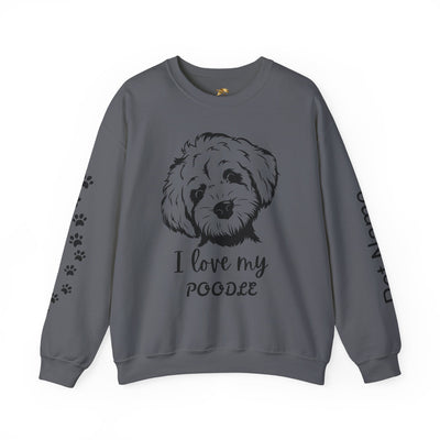 Poodle Dog Lover Sweatshirt, Pet's Name Personalized Gift Idea, Poodle Dog Owner Apparel, Custom Dog Paw Print Jumper, Comfy Crewneck - NOTALIFY