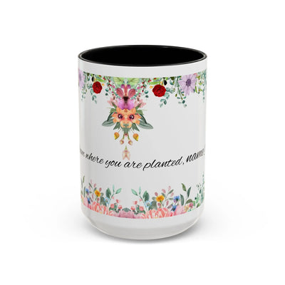Mug, Inspirational Ceramic Cup w/ Flower Design, Bloom where you are p