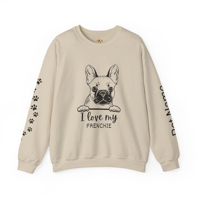 Frenchie Dog Lover Sweatshirt, Pet's Name Personalized Gift Idea, Frenchie Dog Owner Apparel, Custom Dog Paw Print Jumper, Comfy Crewneck