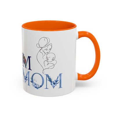 Mother's Day mug with floral accents and custom name design, ceramic drinkware.