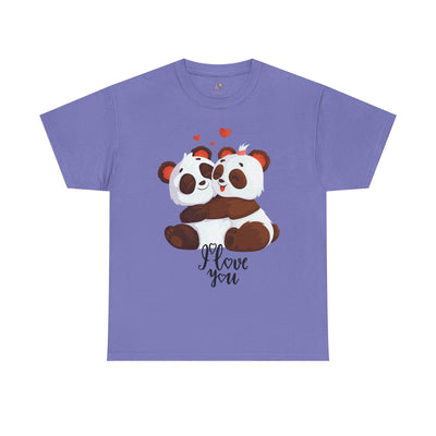 Romantic Panda Tee, Romantic Graphic T-shirt, two panda bears hugging each other with an I love you message - NOTALIFY