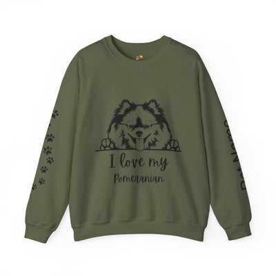 Pomeranian Lover Sweatshirt, Pet's Name Personalized Gift Idea, Pomeranian Dog Owner Apparel, Custom Dog Paw Print Jumper, Comfy Crewneck - NOTALIFY