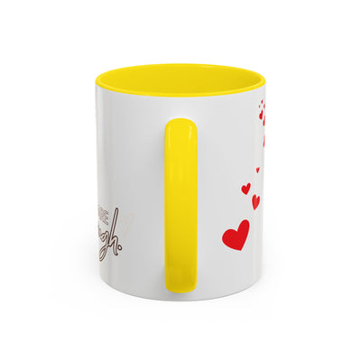 Accent Coffee Mug - You are Enough Mug - Custom Red Hearts Accent Coffee Cup Personalized Gift, Ceramic Mug, Kitchen Decor, Drinkware, Gift - NOTALIFY