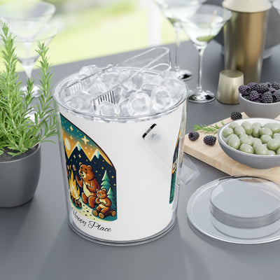 Camping Ice Bucket with Tongs, Mom's Happy Place Decor, Unique Gift for Moms, Summer Parties, BBQs, Outdoor Gatherings, S'mores Lovers - NOTALIFY
