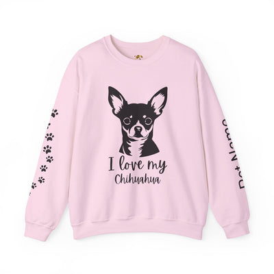 Chihuahua Lover Sweatshirt, Pet's Name Personalized Gift Idea, Chihuahua Dog Owner Apparel, Custom Dog Paw Print Jumper, Comfy Crewneck - NOTALIFY