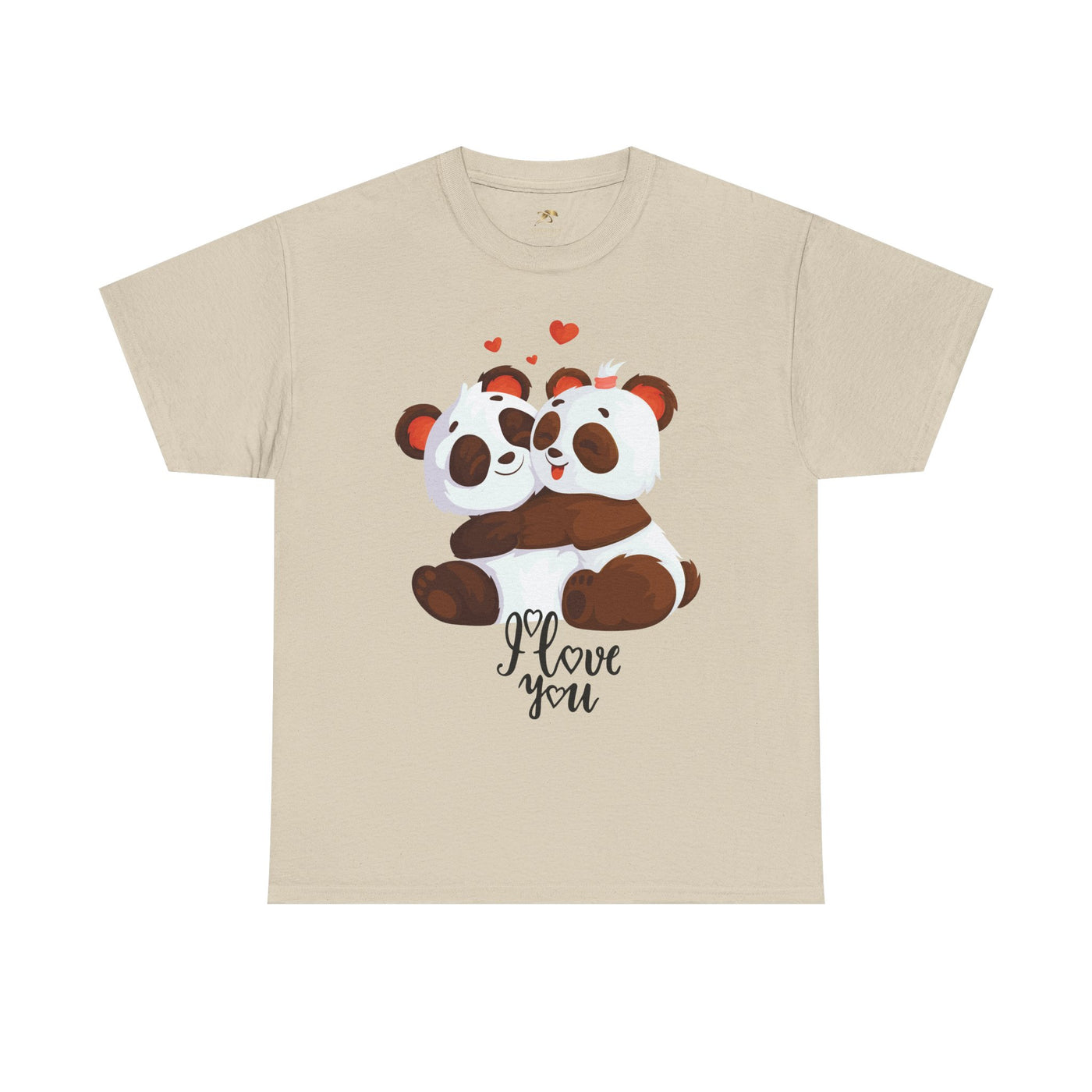 Romantic Panda Tee, Romantic Graphic T-shirt, two panda bears hugging each other with an I love you message - NOTALIFY