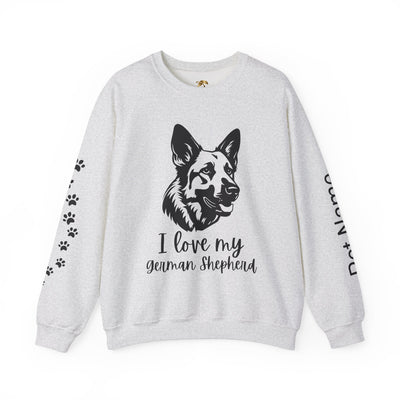 German Shepherd Lover Sweatshirt, Pet's Name Personalized, German Shepherd Dog Owner Apparel, Custom Dog Paw Print Jumper, Comfy Crewneck - NOTALIFY